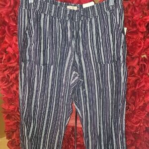 SO NWT Women's Blue and White Pants with Relaxed Fit Size Large